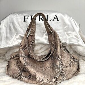 Furla Pink/Tan Snake Print Women's Bag
